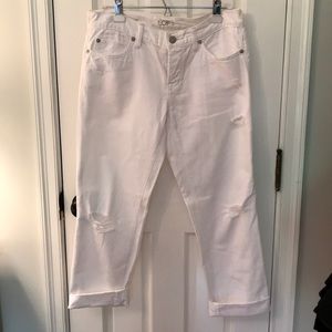 Distressed girlfriend jeans